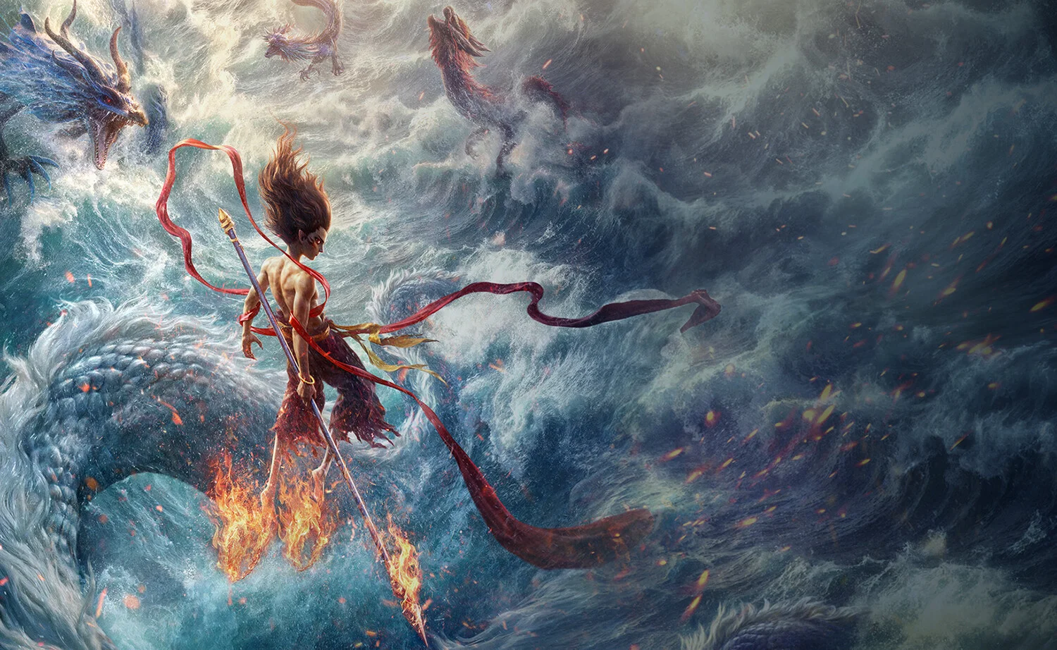 Постер Нэчжа побеждает Царя драконов